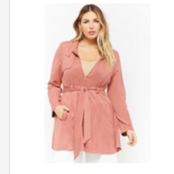 Forever 21 Jackets & Blazers - Lillian Plus Size Pink Faux Suede Longline Jacket